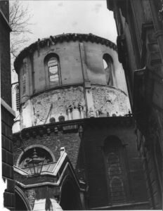 The damaged Round of Temple Church