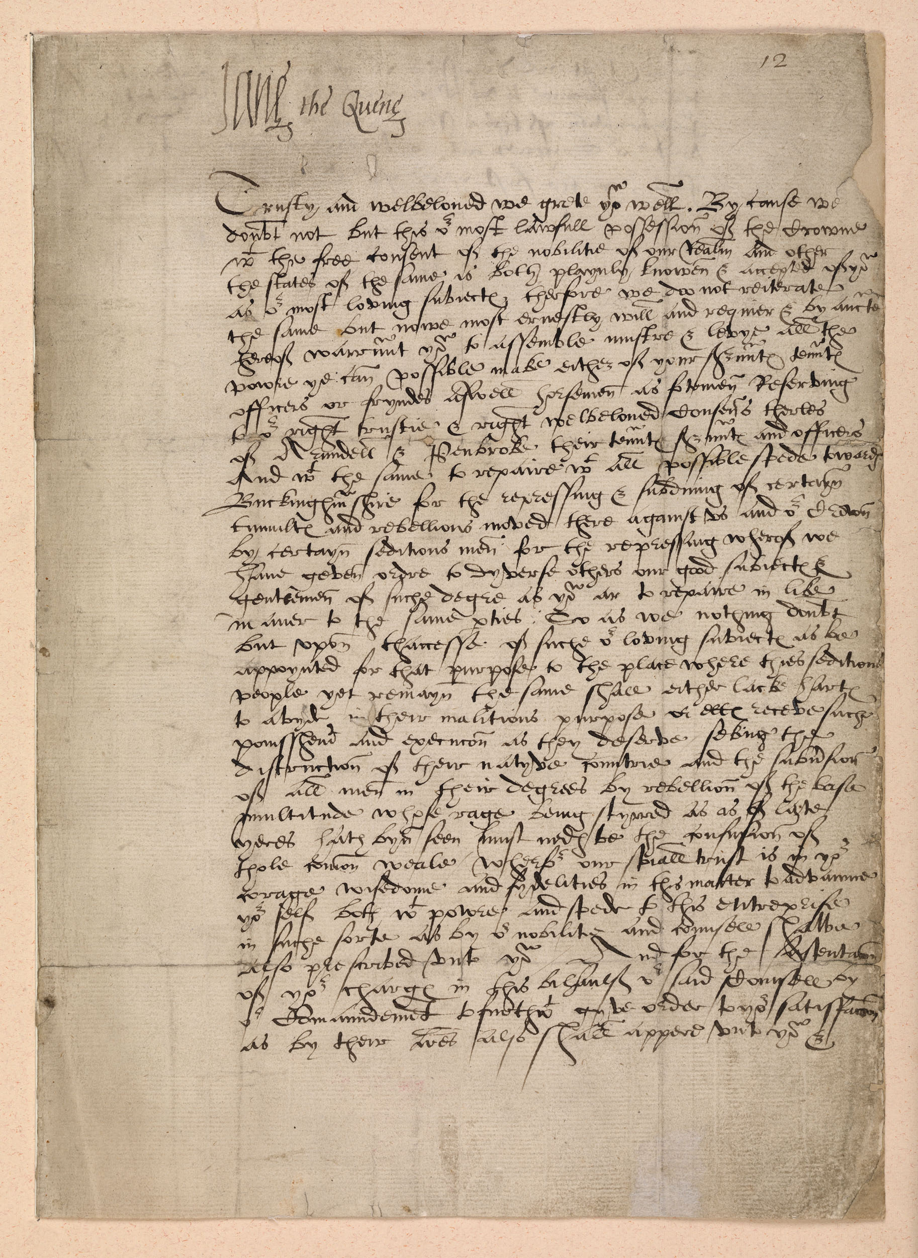 Lady Jane Grey: Letter to Sir John St Lowe and Sir Anthony Kingston, July 1553