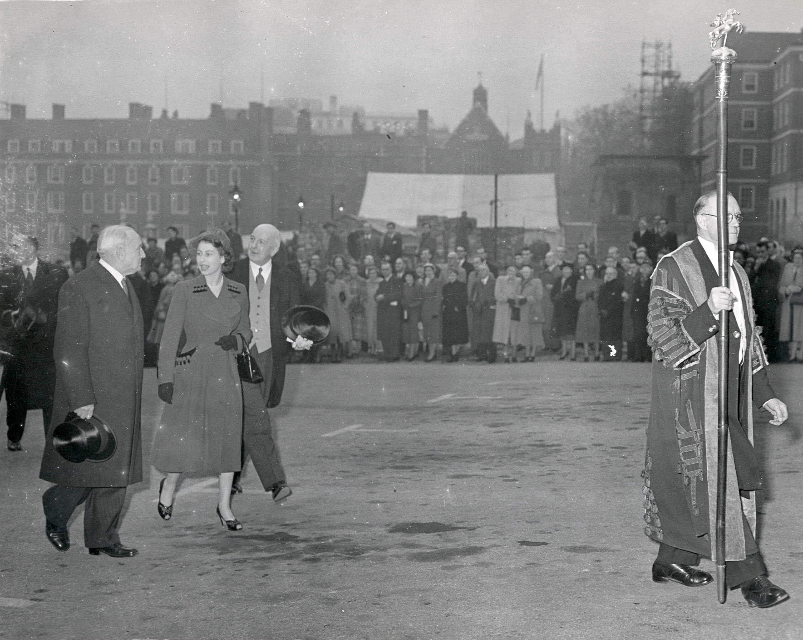 HM The Queen visits the Inner Temple to lay the foundation stone of the Hall, 1952