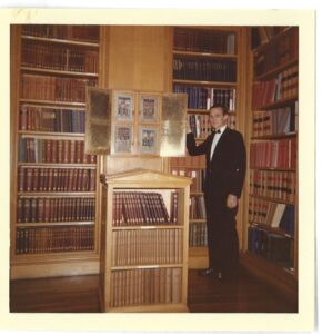 Librarian in suit on Grand Night