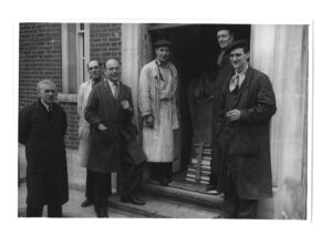 Library Staff outside the New Library, 1958