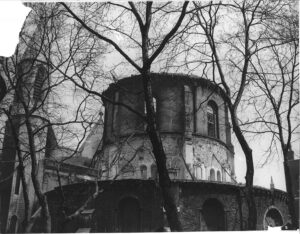 View of Temple Church through some trees
