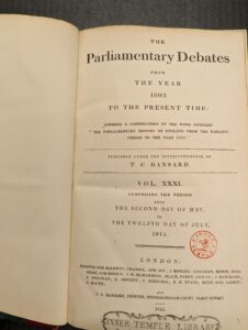 Title page Corbetts Parliamentary Debates