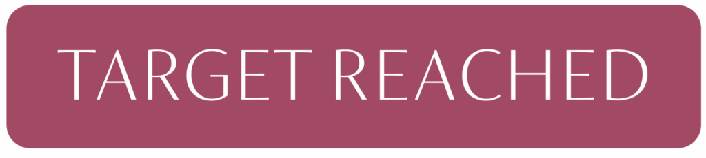 Pink rectangle with white writing - Target Reached